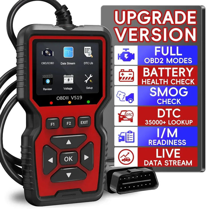Vehicle repair tool: OBD2 scanner to diagnose check engine light, read live data & freeze frame.