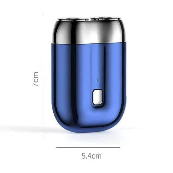 Men's travel-friendly electric razor with magnetic head, waterproof design for wet or dry quick shaves.