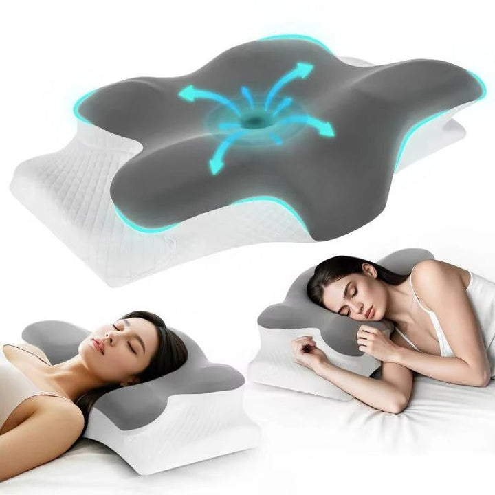 Stay cool with this memory foam neck pillow. Its cooling cover & contour design provide ultimate sleep comfort.