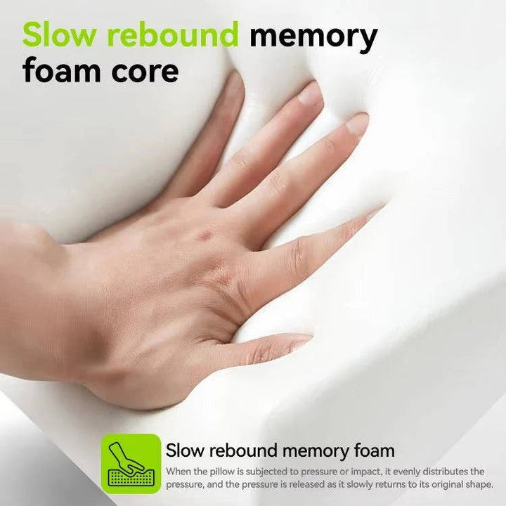 Unisex contour memory foam neck pillow with a removable, washable cooling cover for fresh, hygienic sleep.