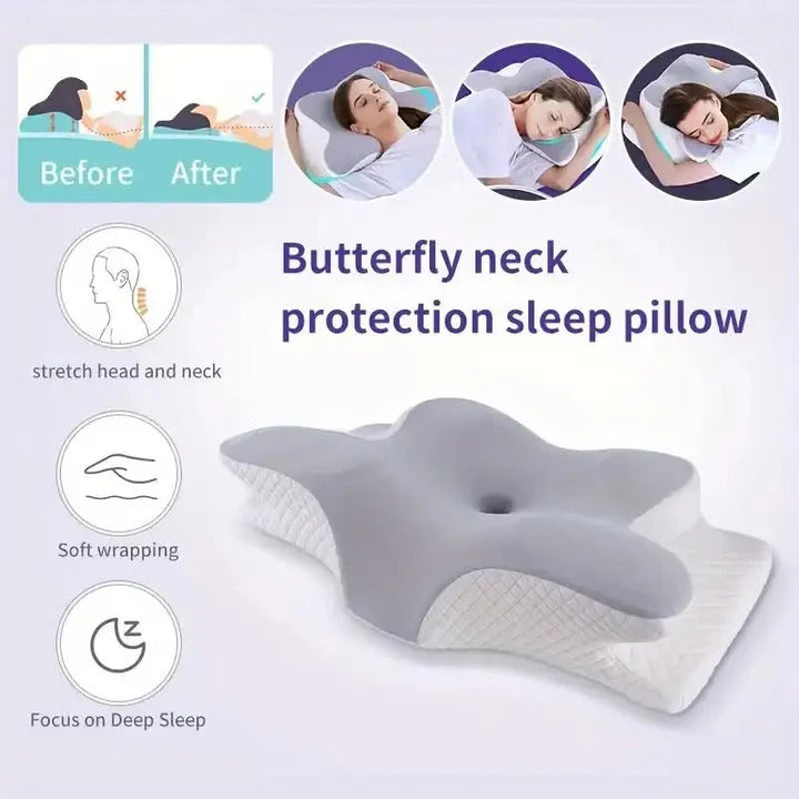 Enjoy comfortable sleep with this unisex contour memory foam neck pillow, designed for all sleeping positions.