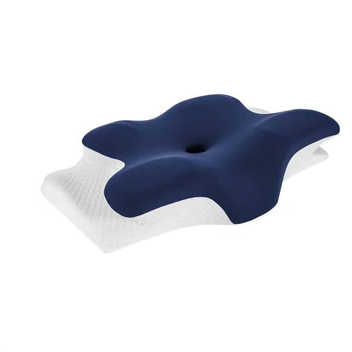 Ergonomic neck pillow for side & back sleepers. Contoured memory foam offers optimal neck & head support.