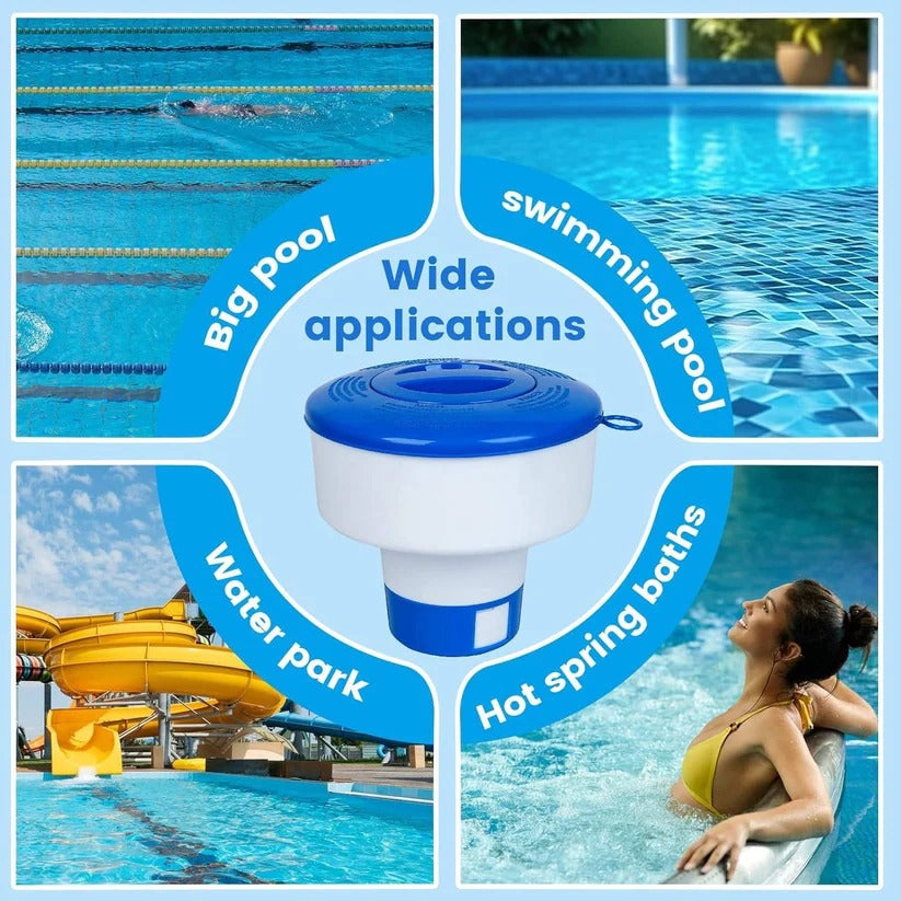ABS pool cleaner & chemical floater. Adjustable for chlorine & bromine tablets dispersion.