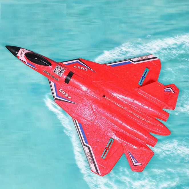 RC SU35 fighter jet plane with LED lights, 2.4GHz remote control, perfect for exciting outdoor fun.