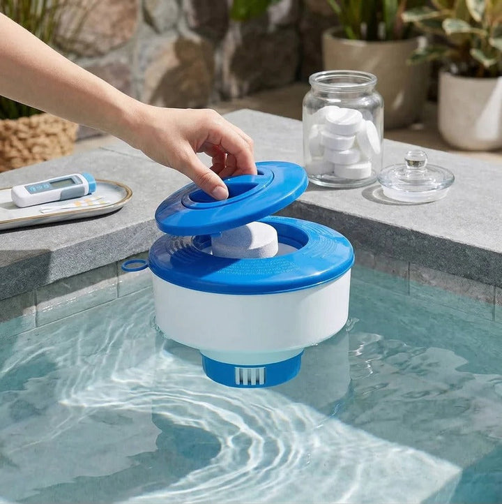Adjustable pool chemical floater for chlorine & bromine tablets. Essential for clean pool water.