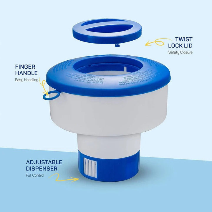 ABS plastic chemical dispenser for pools, spas, & hot tubs. Easy water treatment solution.