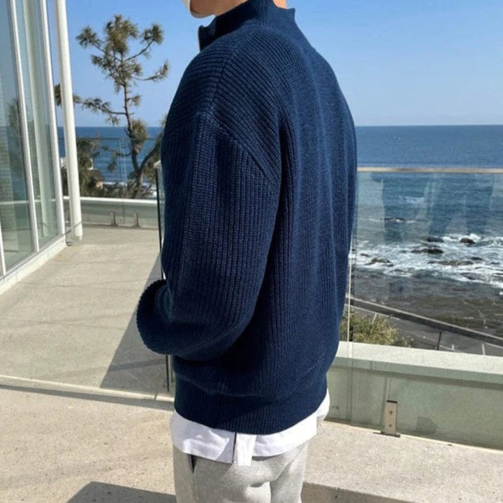 Cozy men's Harajuku knit sweater. Vintage design, warm pullover perfect for casual autumn and winter streetwear.
