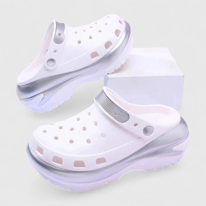 Comfortable women's platform sandals with arch support & non-slip sole. Great for outdoor summer walks.