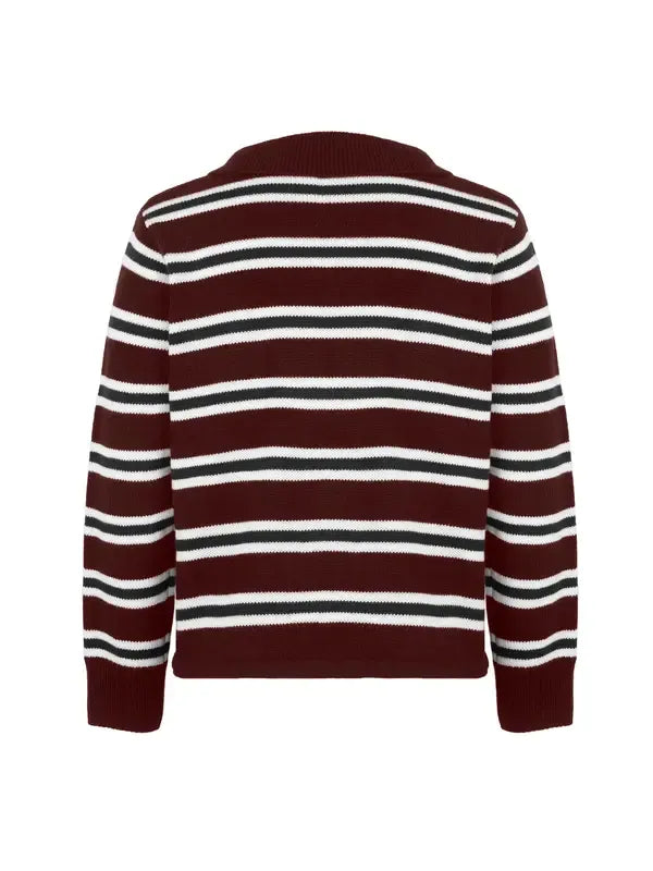 Stylish women's knit striped sweater. Long sleeve pullover for comfy, refined fall and winter everyday wear.