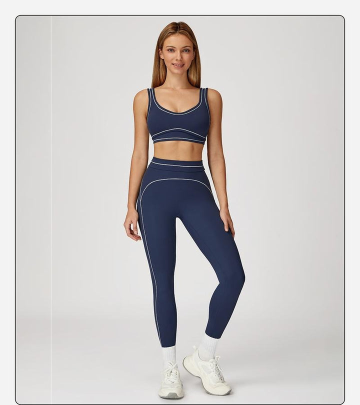 Sculpting athleisure active set for women, two-piece workout leggings & sports bra, perfect for gym & yoga.