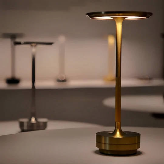 Rechargeable dimmable LED table lamp for mood lighting, home decor, and portability.