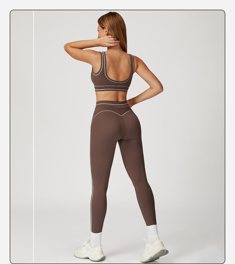 Versatile women's sculpting active set, two-piece workout outfit with leggings & sports bra for gym, yoga, & athleisure.