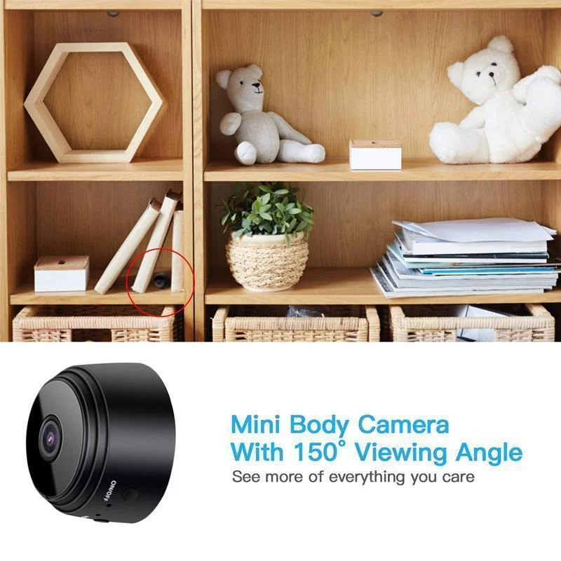Hidden 1080p WiFi mini camera with night vision, perfect for discreet indoor home security surveillance.