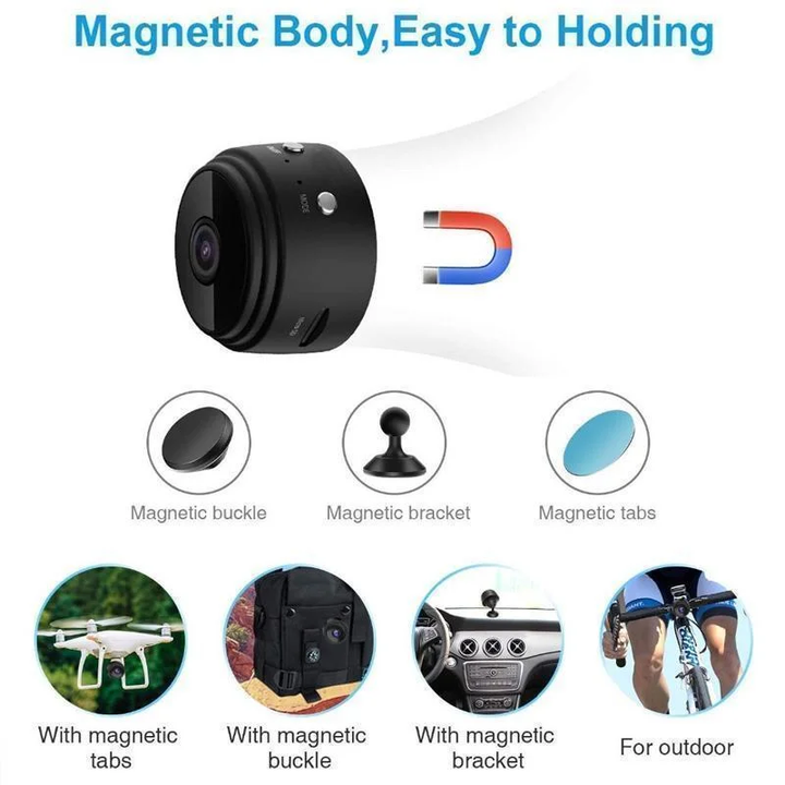 High-definition 1080p WiFi mini security camera for reliable home surveillance & peace of mind.
