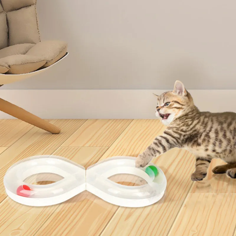 Interactive cat moving ball track infinity toy for active feline play