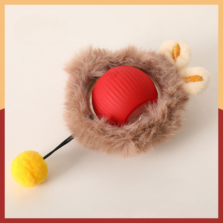 Enrichment puppy toy: interactive fur-covered ball for dogs, promoting active play and engaging pets.
