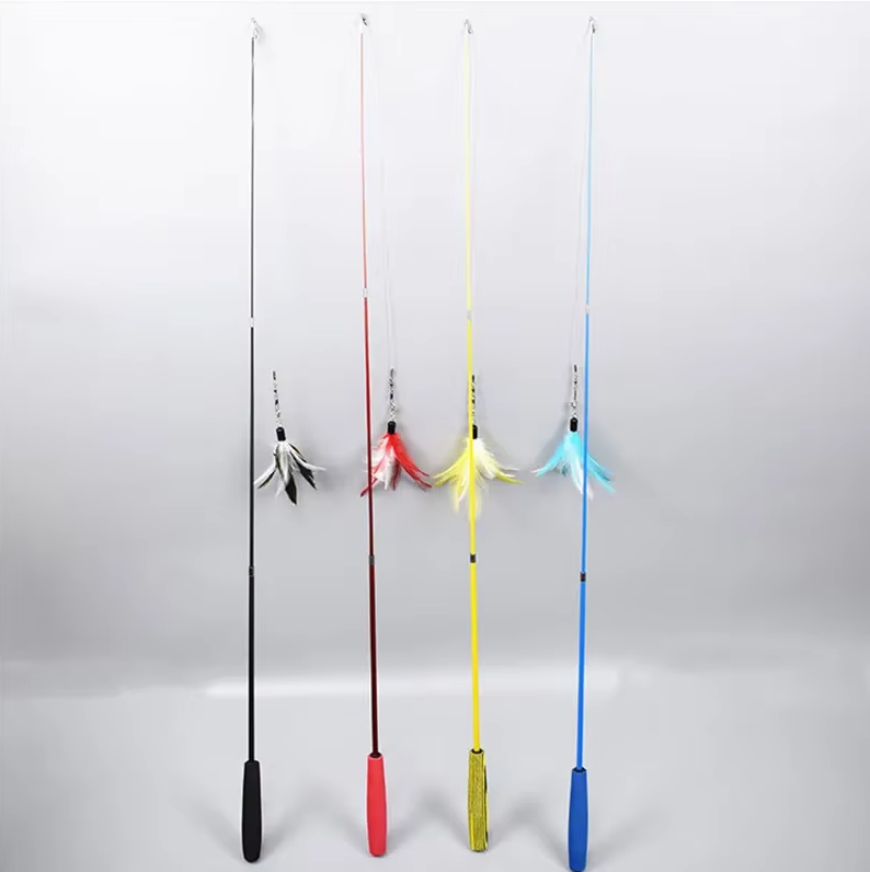 Durable cat toy feather wand for interactive playtime, keeping felines active and entertained