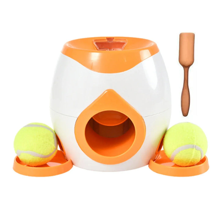 Interactive automatic dog toy launcher with multiple distance settings for pet entertainment