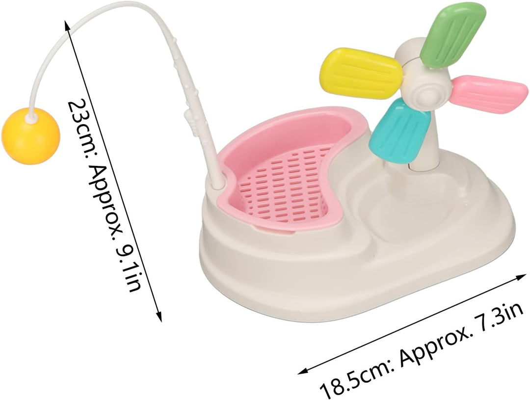 Durable cat windmill toy with rotating blades and embedded treats for engaging playtime