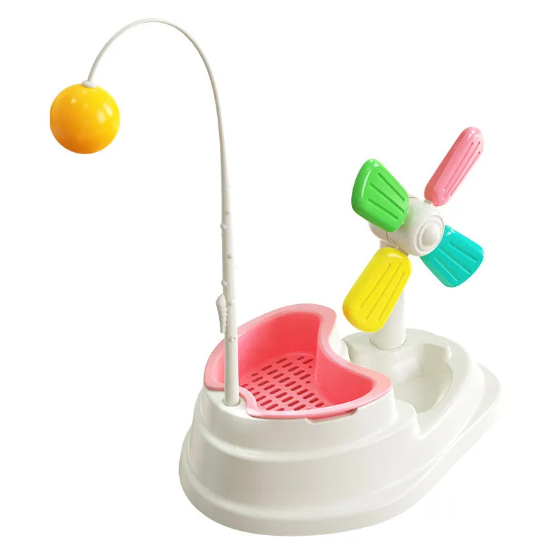 Mental stimulation cat toy: a multi-colored windmill with a bell, ideal for active felines