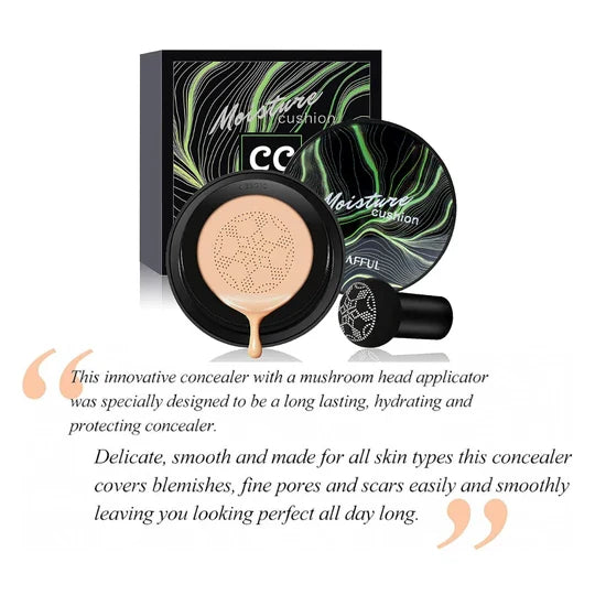 Full coverage moisture cushion CC cream with SPF. Anti-aging skincare & face makeup for women's beauty.