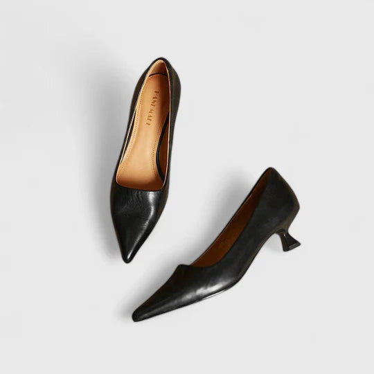 Fashionable women's elegant slip-on kitten heels with a pointed toe, offering comfort for all-day wear.