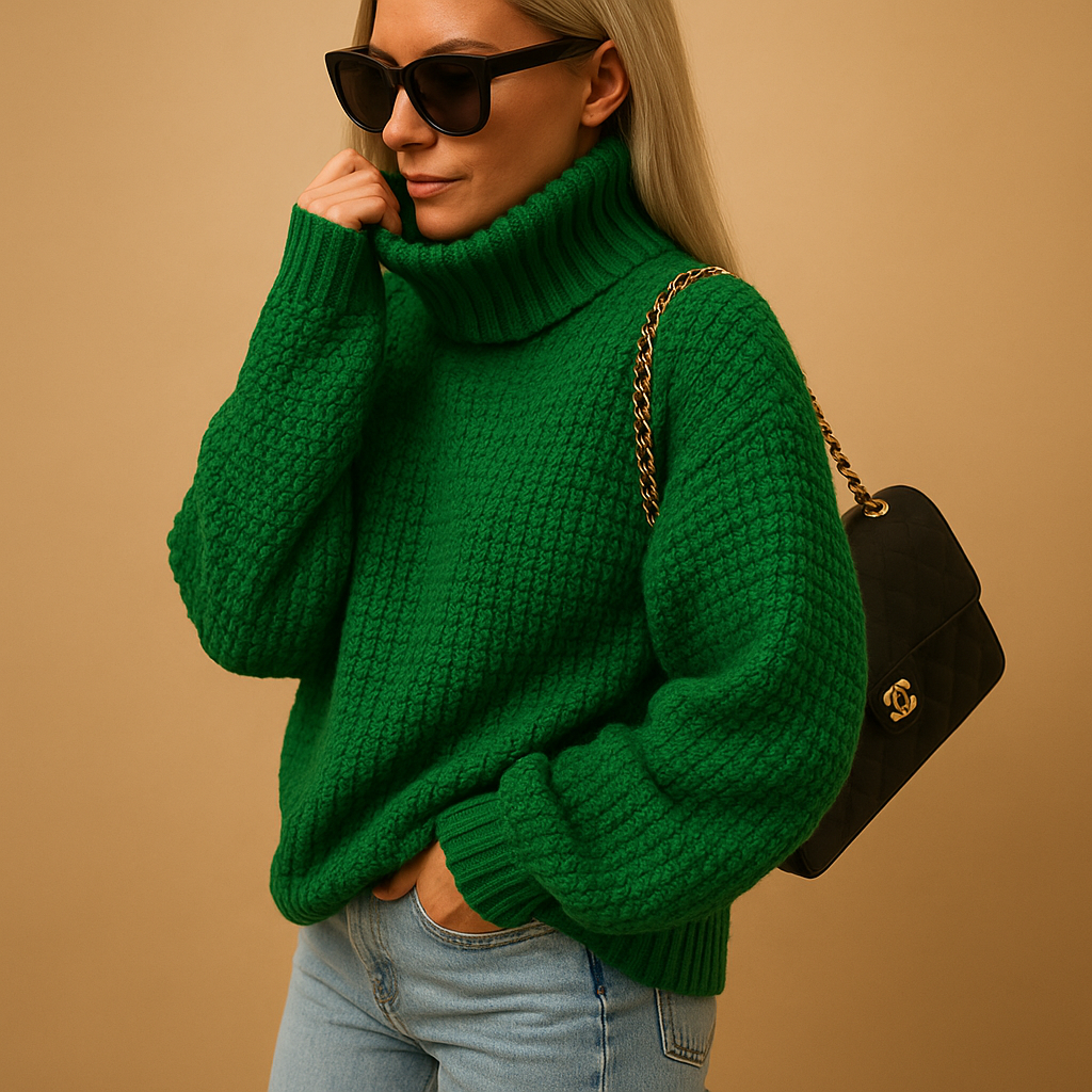 Stylish women's relaxed fit pullover sweater, great for winter fashion, offering both coziness & chic appeal.