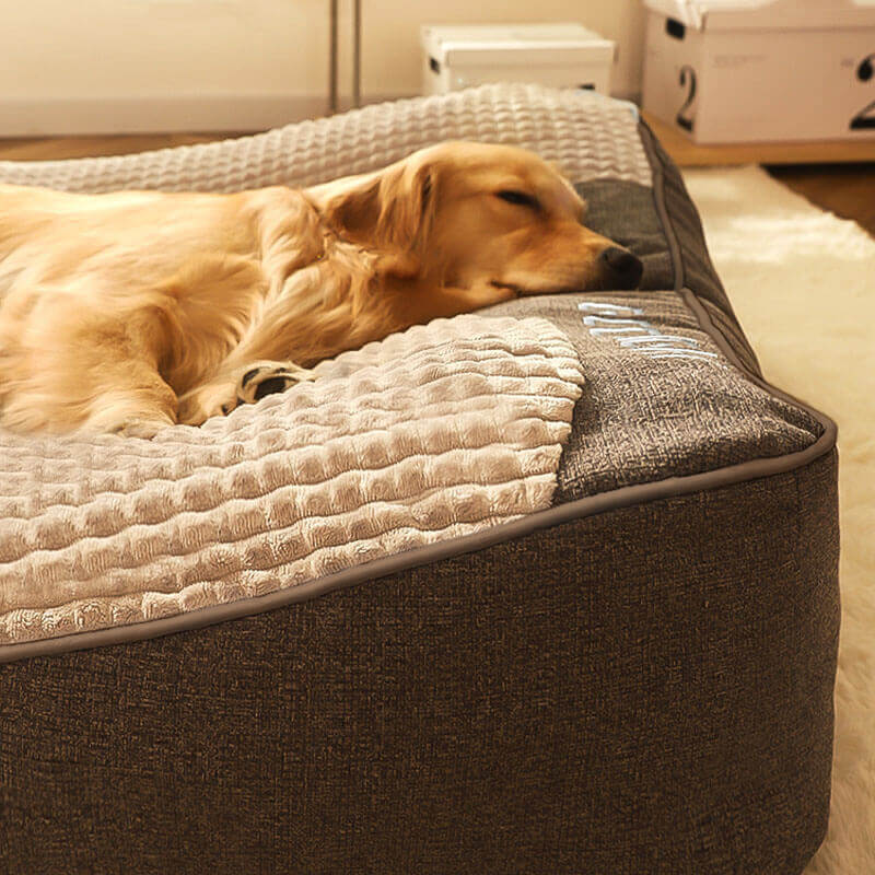 Close-up of crystal velvet fabric on large dog bed replacement cover, pet bedding accessory