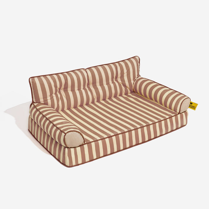 Waterproof dog bed, foldable, striped, designed with pet comfort and practical living in mind.