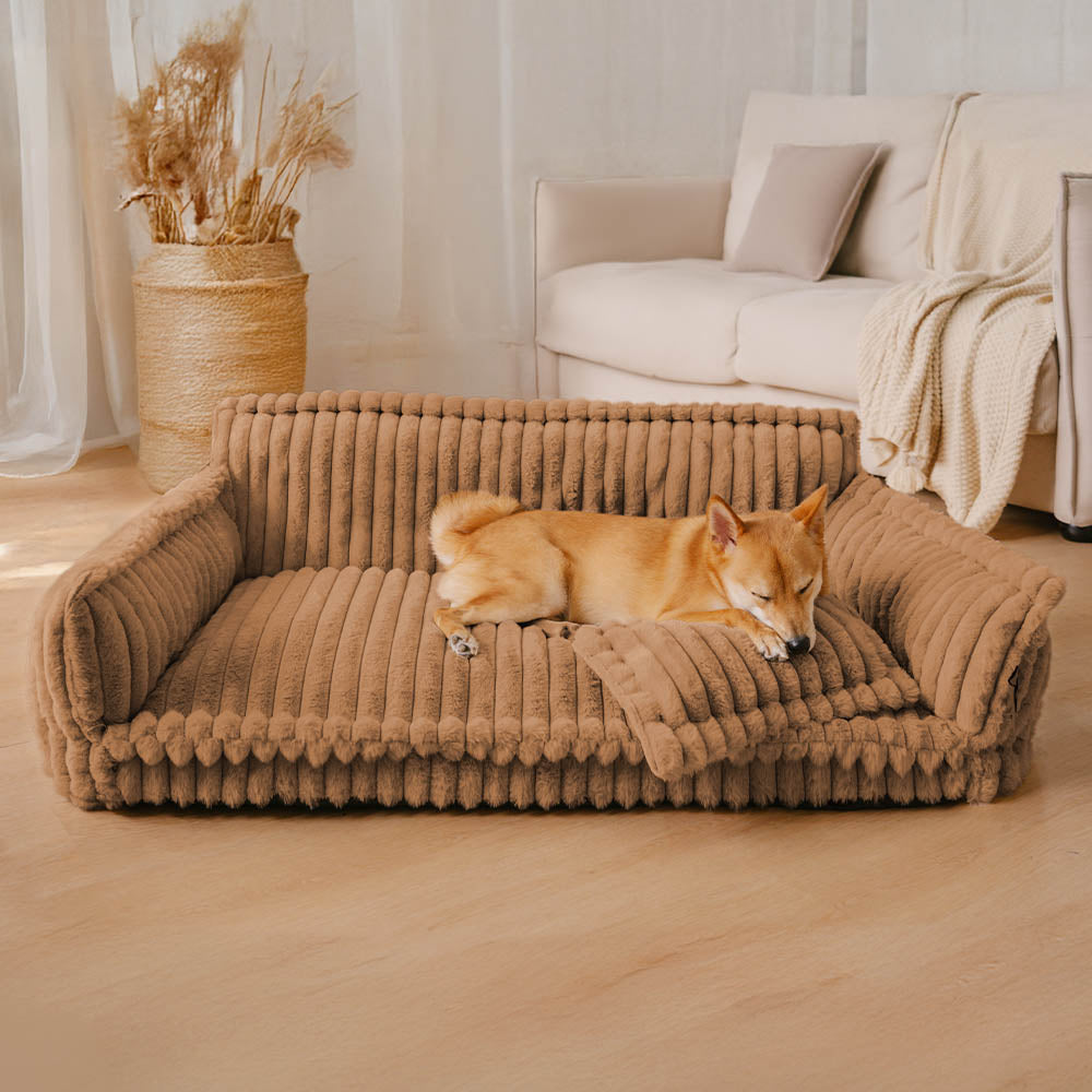 Washable orthopedic dog bed, large, with a comfy fluffy headrest design