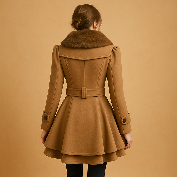 Chic women's warm long winter coat, ideal for stylish cold weather outerwear and everyday wear.