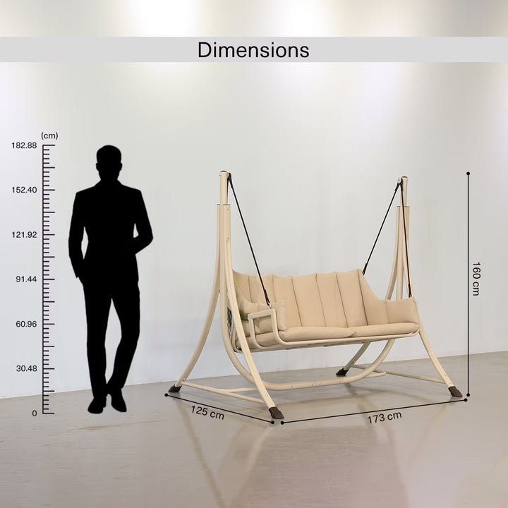 Elegant beige 2-seater garden swing, perfect for creating a relaxing and inviting outdoor living space.