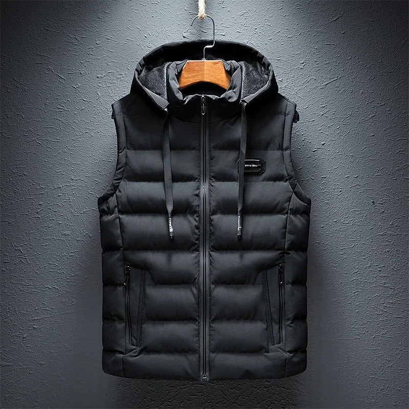 Lightweight men's athletic alpine vest, water-resistant outerwear for active outdoor adventures & cold weather.