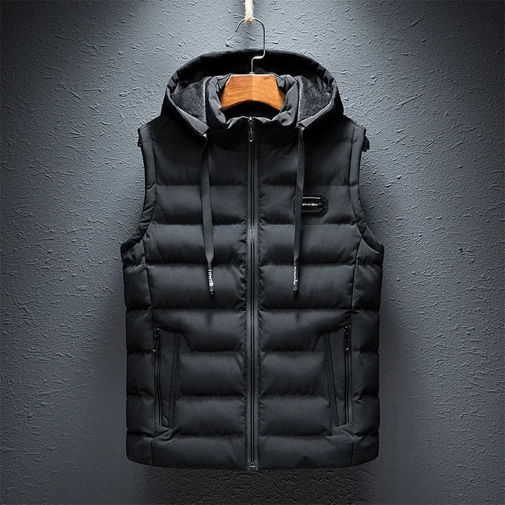 Lightweight men's athletic alpine vest, water-resistant outerwear for active outdoor adventures & cold weather.