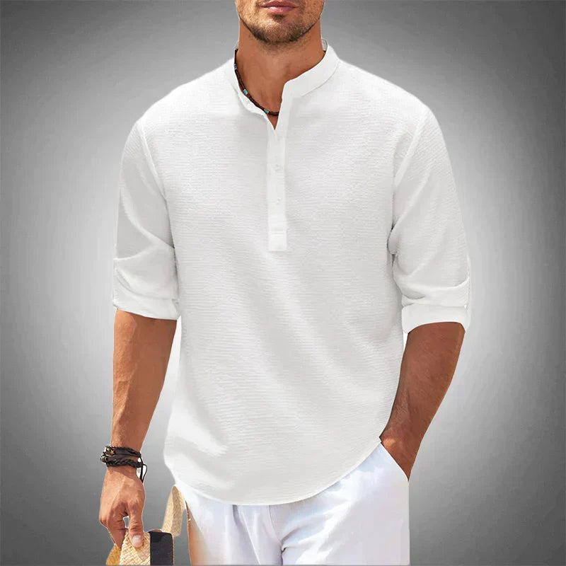Men's breathable short sleeve summer shirt for warm days. Casual comfort, perfect for leisure & vacation.