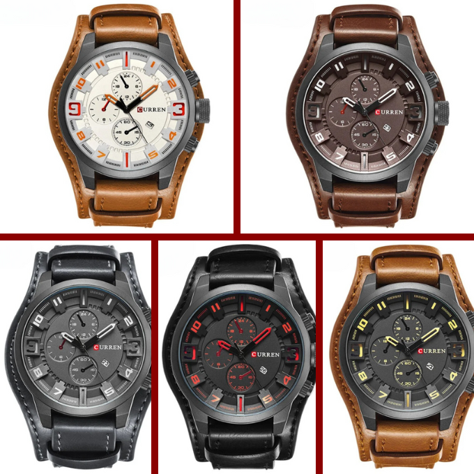 Modern classic men's luxury chronograph watch with a premium leather band.