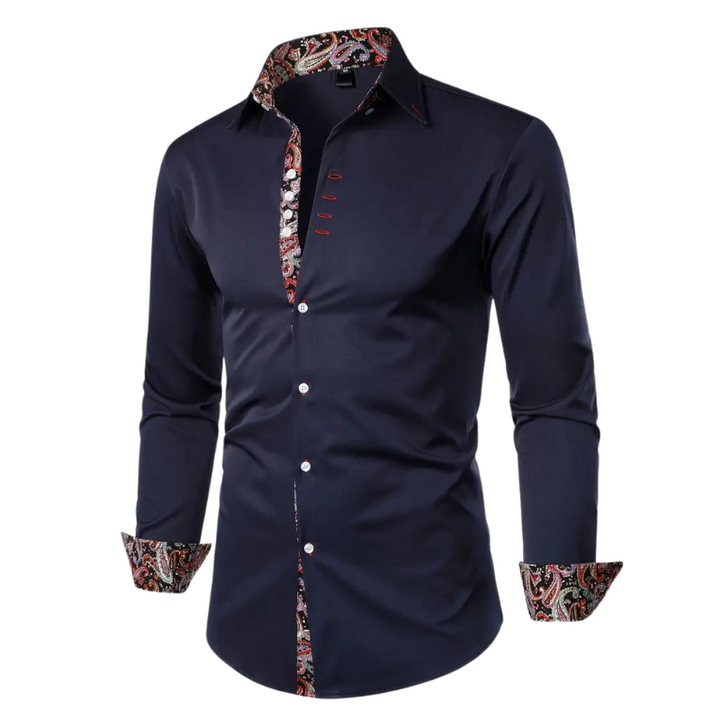 Modern elegant men's long sleeve dress shirt, perfect for smart casual & formal parties.