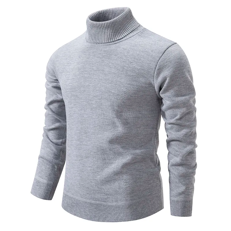 Versatile men's high-neck long-sleeve knit sweater, perfect for daily casual or smart outfits.