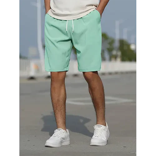 Stylish men's high-rise summer shorts, relaxed fit. Drawstring waist for ultimate comfort & casual wear.