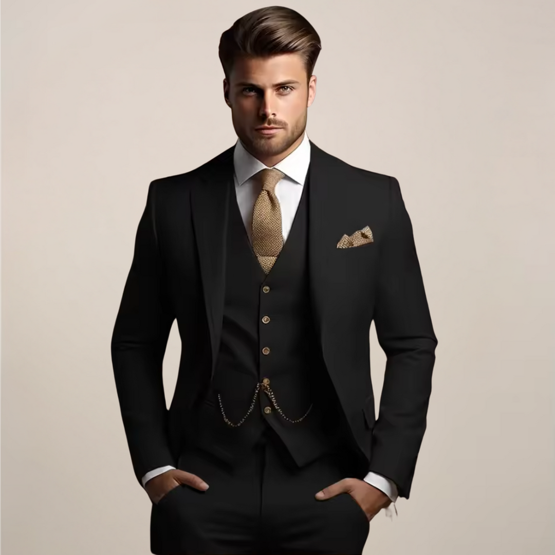 Men's slim fit 3-piece suit, Yannick model, perfect for modern professional style, business, and formal wear.