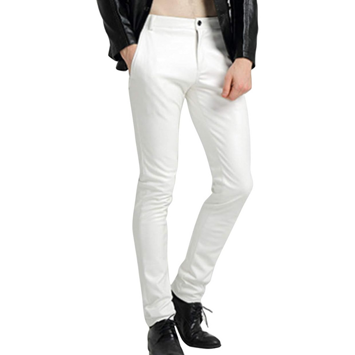 Streetwear men's slim fit biker pants, perfect for an edgy, modern men's fashion statement.