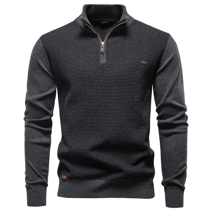 Stylish men's half-zip pullover, a versatile knit sweater for modern everyday fashion.