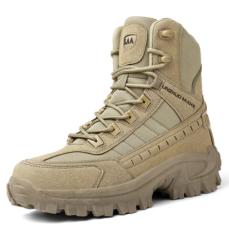 Rugged men's tactical hiking boots, heavy-duty for workwear, superior grip and durability.