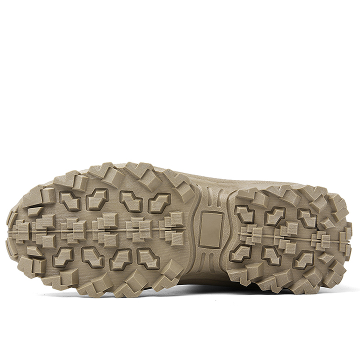 Men's tactical hiking boots, rugged design for work and outdoor, featuring superior traction.