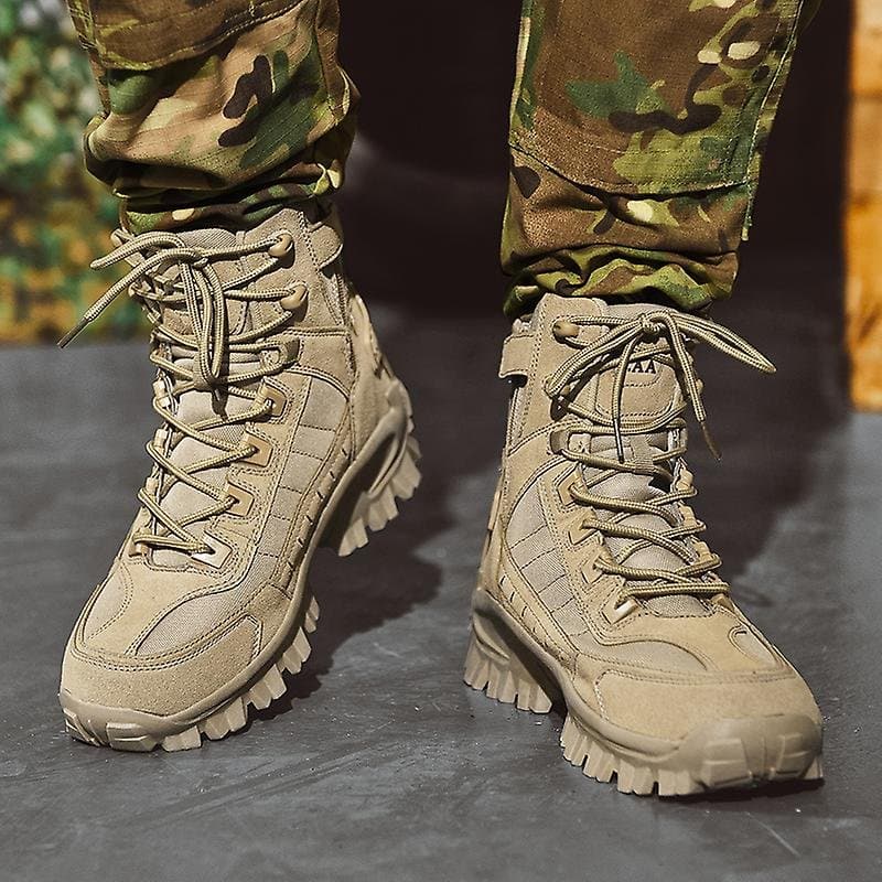 Rugged men's hiking and work boots, tactical design, superior grip for challenging environments.
