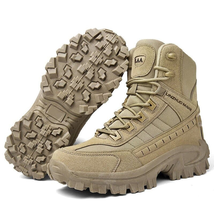 Men's versatile work boots, tactical hiking footwear, durable and rugged with superior traction.