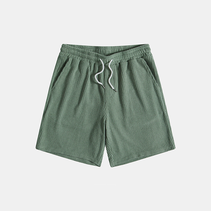 Versatile men's two-piece set: casual short sleeve top & drawstring shorts for summer.