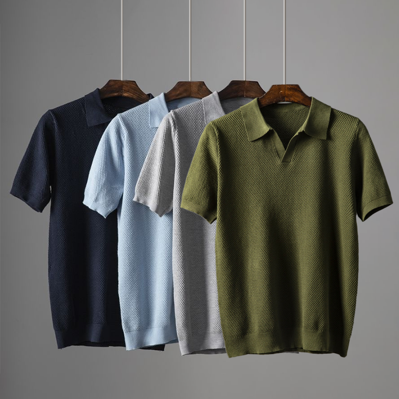 Modern men's comfortable short sleeve collared polo with a unique textured finish for versatile styling.