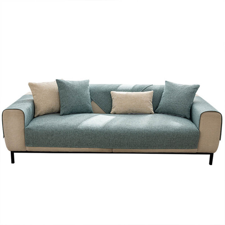 Contemporary solid white couch cover, breathable and minimalist, perfect for a fresh living room look.