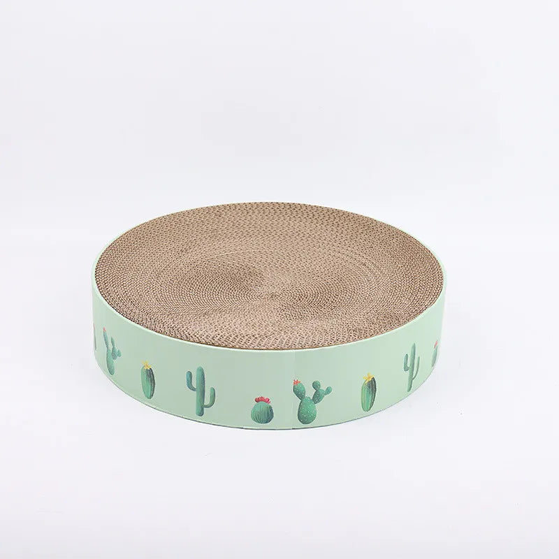 Pet-friendly modern design: green cactus cat scratch board with stable cardboard base, ideal for cats.